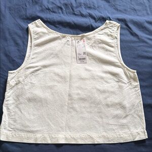 NWT -L UNIQLO Women's Cream Boxy Linen Tank Top